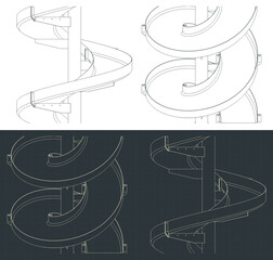 Poster - Vertical conveyor isometric blueprints