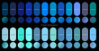 Set of blue gradients, modern combinations of colors and shades. Color vector gradient palette in the form of circles.