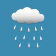 © Grafisqueen - Rain cloud vector blue illustration isolated. Rain cloud icon on blue background. Suitable for website design, web icon, or mobile app.