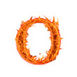 Alphabet Letter O. Fire flames on transparent background, realistic fire effect with sparks.  
