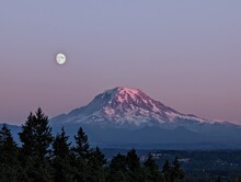 Moon And Mt Rainier