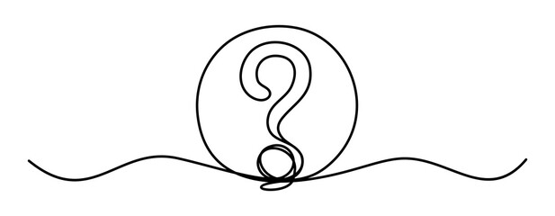 Continuous line question mark drawn single black line One line drawing vector illustration