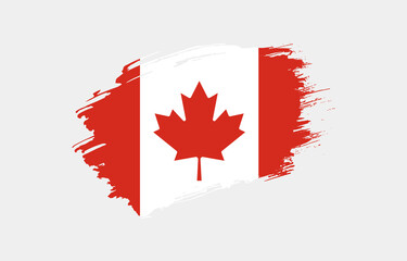 Wall Mural - Creative hand drawn grunge brushed flag of Canada with solid background