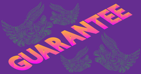 Poster - Dinosaur with speech bubble saying Guarantee word. Tyrannosaurus Rex with thoughts.