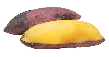 Baked sweet potato isolated on white background, Roasted Sweet Potato on white background With clipping path.