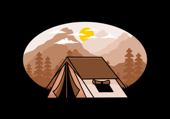 Wall Mural - Double layer tent flat illustration badge design