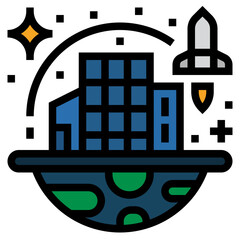 Sticker - space colonization icon