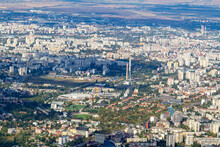 Aerial View Of The City Of Sofia, Bulgaria. The Capital Of Bulgaria Is Located In The West Of The Country At The Foot Of The Vitosha Mountain Range. History Of City Has More Than Two Thousand Years.