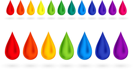 Wall Mural - Rainbow drops. Colorful palette from ink. Paint concept