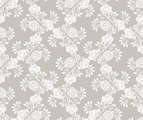 Vector damask wallpaper with rose flower