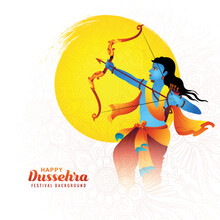 Happy Dussehra Illustration Of  Lord Rama Festival Card Background