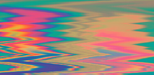 Poster - Glitched TV screen with distorted lines. Texture with VHS datamoshing effect.