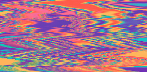 Poster - Glitched TV screen with distorted lines. Texture with VHS datamoshing effect.