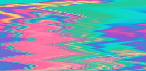 Poster - Glitched TV screen with distorted lines. Texture with VHS datamoshing effect.