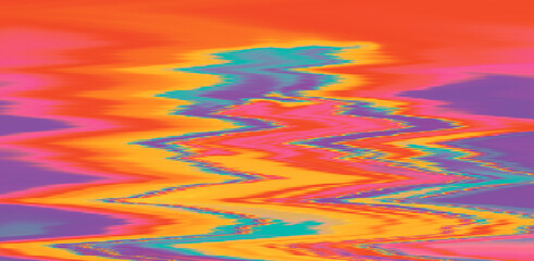 Poster - Glitched TV screen with distorted lines. Texture with VHS datamoshing effect.
