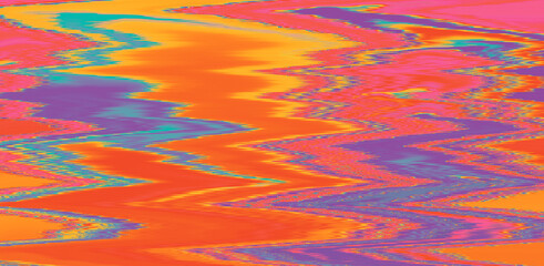 Poster - Glitched TV screen with distorted lines. Texture with VHS datamoshing effect.