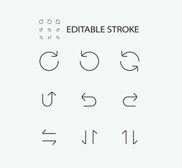 Poster - Simple Set of Arrow Related Vector Line Icons. Contains such Icons as Arrows and Circle and more. Editable Stroke. 72x72 Pixel Perfect.