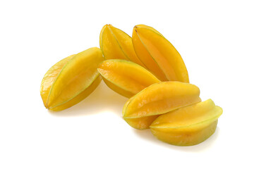 Wall Mural - Averrhoa carambola scattered isolated on white