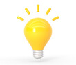 © marozhkastudio - Glowing light bulb icon with yellow beams, 3D render. Concept of creative idea, inspiration, innovation, brainstorm or strategy analysis. Cartoon lamp isolated on white background