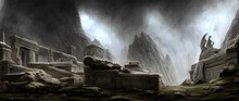Artistic Concept Painting Of An Ancient Temple, Background Illustration.