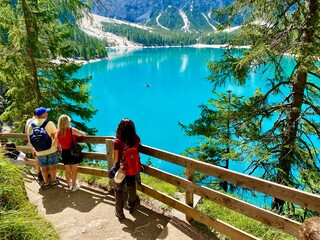 Wall Mural - The beautiful lake of Braies in the Italian mountains