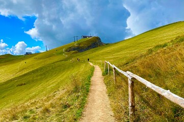 Wall Mural - landscape with the Italian Alps mountains at Seceda