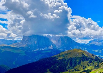 Wall Mural - landscape with the Italian Alps mountains at Seceda