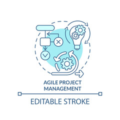 Sticker - Agile project management turquoise concept icon. Flexible planning for business abstract idea thin line illustration. Isolated outline drawing. Editable stroke. Arial, Myriad Pro-Bold fonts used