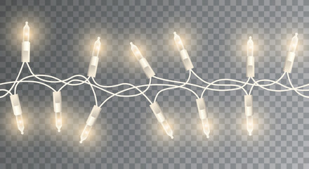 Wall Mural - vector white seamless shining light garland - christmas decoration pattern