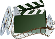 Film Reel And Clapper Board Background