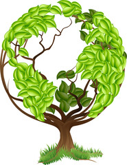 Wall Mural - Green Tree Globe Earth World Concept