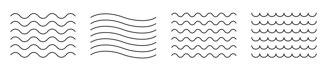 Vector water waves. Set of wavy zigzag lines. Vector zigzag lines and waves, wavy pattern. Black curved lines pattern in abstract style. Vector illustration