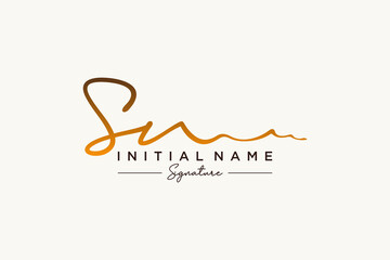 Wall Mural - Initial SN signature logo template vector. Hand drawn Calligraphy lettering Vector illustration.