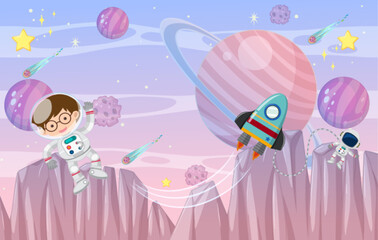 Wall Mural - cartoon space background template