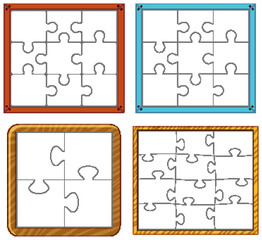 Wall Mural - Set of empty puzzle with frame