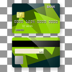 Wall Mural - banking card template background green patches art