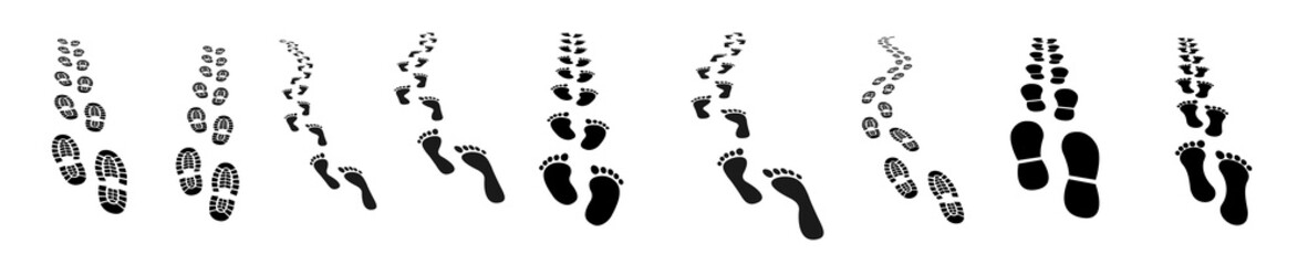 Wall Mural - Foot trail set vector icon