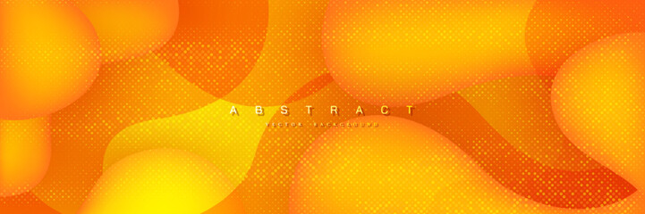 Wall Mural - Abstract orange yellow background with fluid liquid style. Abstract background with halftone dots.