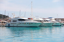 Pleasure Boat For Traveling In The Seaport Of The Mediterranean Sea