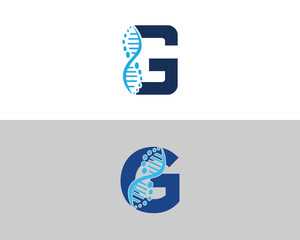 Wall Mural - Abstract Letter G DNA Biology Logo Concept. Creative Science, Laboratory and Biotechnology Vector Icon.