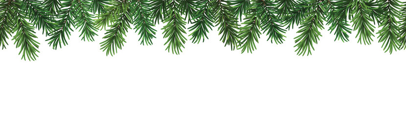 Wall Mural - decorative seamless christmas pattern or frame with green coniferous branches