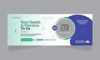 Wall Mural - Medical healthcare social media facebook cover and web banner template