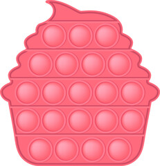 Wall Mural - Pop it bright pink cupcake for a Valentines day as a fashionable silicon fidget toy. Addictive anti-stress cute toy in pastel colors. Bubble popit for kids. Png illustration isolated