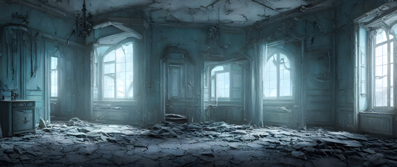 Wall Mural - Artistic concept painting of a old interior, background illustration.