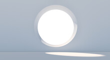 White Room With A Round Window Mockup. 3D Rendering