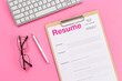 © 9dreamstudio - Close up of resume application on HR manager office table