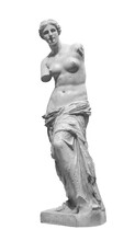 Plaster Statue Of Venus Milo. Beautiful Woman Aphrodite Sculpture Solated On White Background With Clipping Path