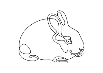 Wall Mural - Rabbit-continuous line drawing