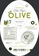 Organic olive oil label template. Healthy agriculture product, natural vegetarian nutrition vector illustration. Layout of food identity branding, modern packaging design for extra virgin olive oil.