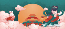 Mid-autumn Festival Chang'e Flying To The Moon Creative Banner